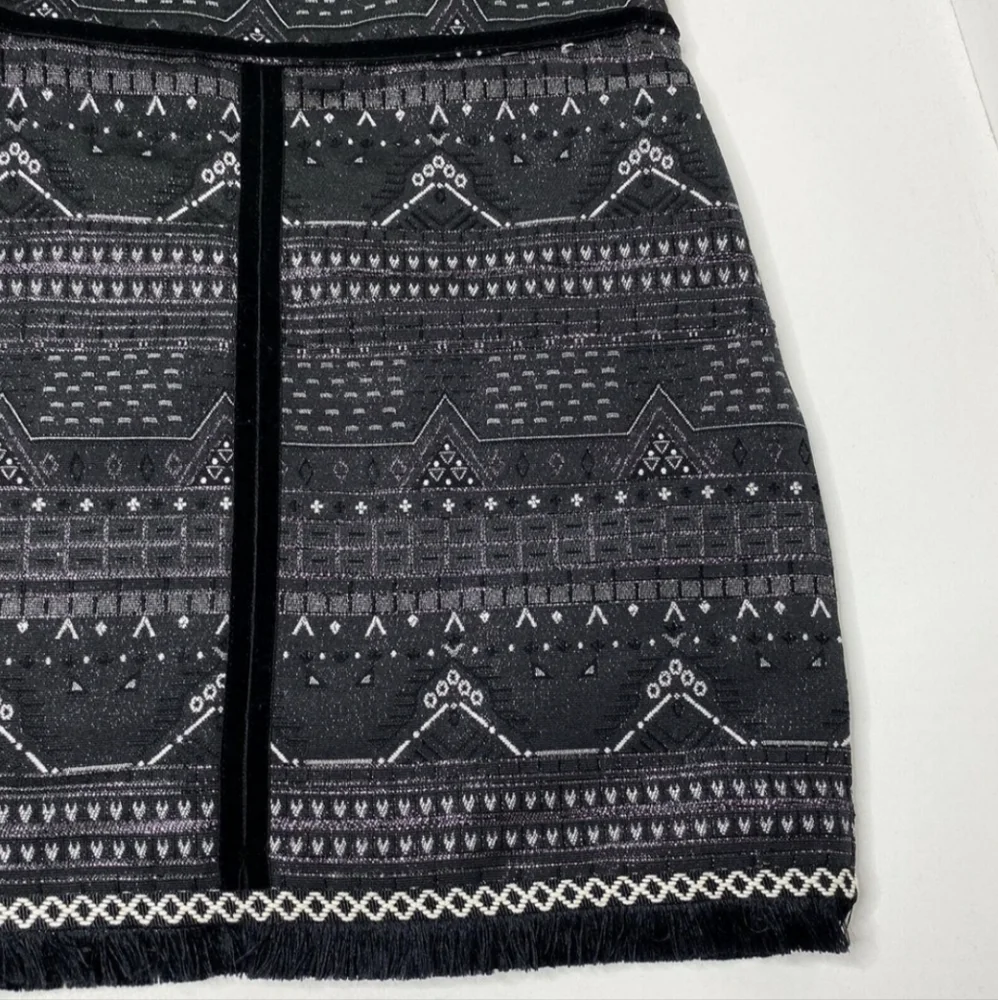 Esqualo Aztec Metallic Fringe Mini Skirt